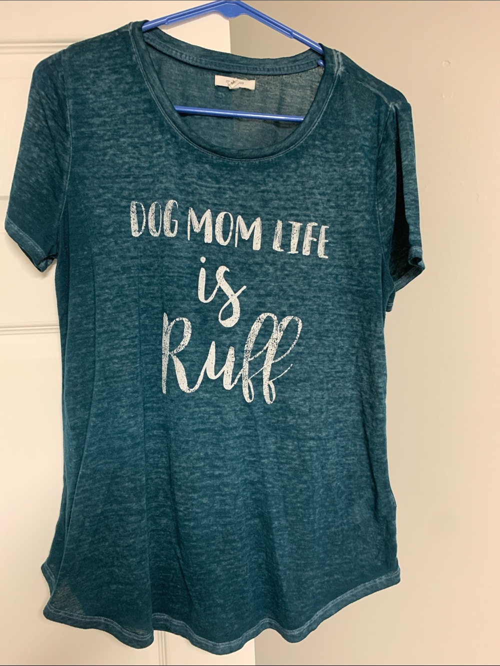 Maurices Teal 'Dog Mom Life is Ruff' Short Sleeve Tee